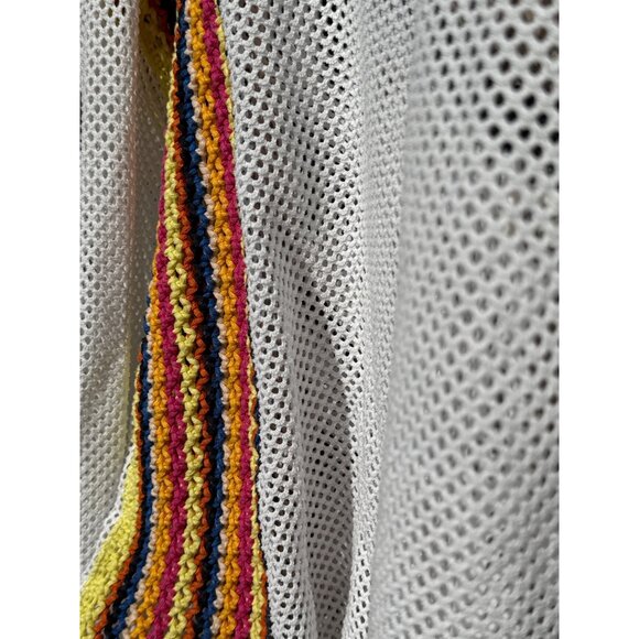 We The Free Mesh Crochet Knit Long Sleeve Top L White With Multicolor Stripes - Picture 7 of 11